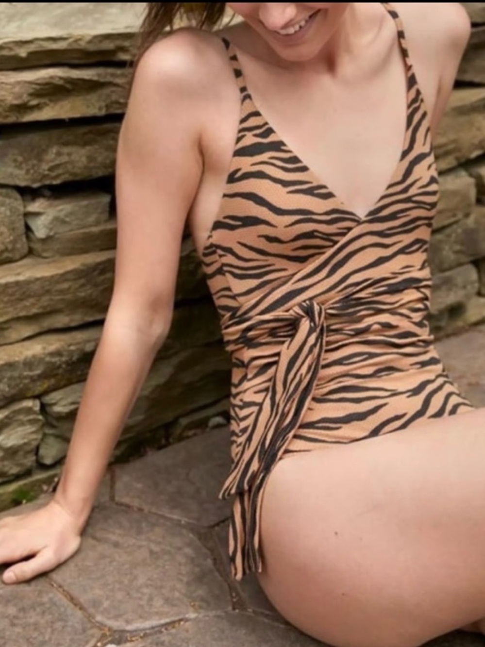 NWT Aerie Tiger Stripe Wrap Swimsuit